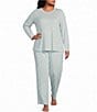 Sleep Sense Plus Size Jersey Knit Irish Geo Long Sleeve Crew Neck Coordinating Sleep Top - Image 3