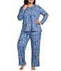 Sleep Sense Plus Size Jersey Knit Wood Print Long Sleeve Crew Neck Coordinating Sleep Top - Image 3