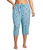 Sleep Sense Plus Size Knit Beach Dogs Print Drawstring Tie Coordinating Sleep Capri Pants - Image 1