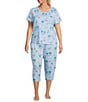 Sleep Sense Plus Size Knit Beach Dogs Print Drawstring Tie Coordinating Sleep Capri, Color:Beach Dogs - Image 3