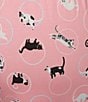 Color:Pink Cat - Image 4 - Plus Size Knit Cat Print Drawstring Tie Coordinating Sleep Capri