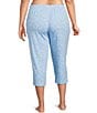 Sleep Sense Plus Size Knit Daisy Print Drawstring Tie Coordinating Sleep Capri Pants - Image 2
