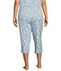 Color:Dandelions - Image 2 - Plus Size Knit Dandelion Print Drawstring Tie Coordinating Capri Sleep Pants