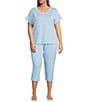 Sleep Sense Plus Size Knit Drop Print Drawstring Tie Coordinating Sleep Capri Pants - Image 3