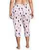 Sleep Sense Plus Size Knit Fancy Cats Print Drawstring Tie Coordinating Sleep Capri Pants - Image 2