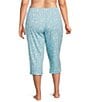Sleep Sense Plus Size Knit Floral Print Drawstring Tie Coordinating Sleep Capri Pants - Image 2