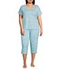 Sleep Sense Plus Size Knit Floral Print Drawstring Tie Coordinating Sleep Capri Pants - Image 3