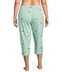 Sleep Sense Plus Size Knit Floral Sheep Print Drawstring Tie Coordinating Sleep Capri, Color:Floral Sheep - Image 2