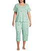 Sleep Sense Plus Size Knit Floral Sheep Print Drawstring Tie Coordinating Sleep Capri, Color:Floral Sheep - Image 3