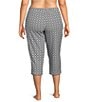 Sleep Sense Plus Size Knit Geo Print Drawstring Tie Coordinating Sleep Capri Pants - Image 2