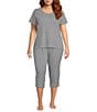 Sleep Sense Plus Size Knit Geo Print Drawstring Tie Coordinating Sleep Capri Pants - Image 3