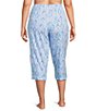 Sleep Sense Plus Size Knit Multi Ikat Print Drawstring Tie Coordinating Sleep Capri Pants - Image 2