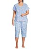 Sleep Sense Plus Size Knit Multi Ikat Print Drawstring Tie Coordinating Sleep Capri Pants - Image 3