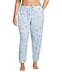 Sleep Sense Plus Size Knit Snowmen Pals Print Drawstring Tie Coordinating Holiday Sleep Jogger, Color:Snowmen Pals - Image 1