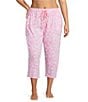 Sleep Sense Plus Size Knit Summer Shell Print Drawstring Tie Coordinating Sleep Capri Pants, Color:Summer Shell - Image 1