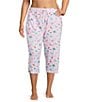 Sleep Sense Plus Size Knit Tossed Vacay Print Drawstring Tie Coordinating Sleep Capri Pants, Color:Tossed Vacay - Image 1