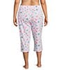 Sleep Sense Plus Size Knit Tossed Vacay Print Drawstring Tie Coordinating Sleep Capri Pants, Color:Tossed Vacay - Image 2