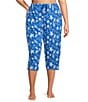 Sleep Sense Plus Size Knit Turtle Print Drawstring Tie Coordinating Sleep Capri Pants - Image 1