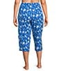 Sleep Sense Plus Size Knit Turtle Print Drawstring Tie Coordinating Sleep Capri Pants - Image 2