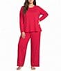 Sleep Sense Plus Size Red Dot Print Drawstring Tie Coordinating Holiday Sleep Pants - Image 3