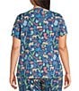 Sleep Sense Plus Size Safari Print Short Sleeve Scoop Neck Coordinating Sleep Top, Color:Safari Blue - Image 2