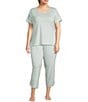 Sleep Sense Plus Size Sage Dot Print Coordinating Knit Sleep Capri Pants - Image 3
