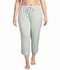 Sleep Sense Plus Size Sage Dot Print Coordinating Knit Sleep Crop Pants - Image 1