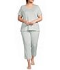 Sleep Sense Plus Size Sage Dot Print Short Sleeve Scoop Neck Knit Coordinating Sleep Top - Image 3