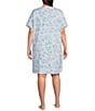 Color:Italy Toile - Image 2 - Plus Size Short Sleeve Crew Neck Vacation Toile Print Knit Nightgown