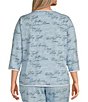 Sleep Sense Plus Size Sleep Script Print Scoop Neck 3/4 Sleeve Knit Coordinating Sleep Top, Color:Sleep Script - Image 2
