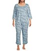 Sleep Sense Plus Size Sleep Script Print Scoop Neck 3/4 Sleeve Knit Coordinating Sleep Top, Color:Sleep Script - Image 3