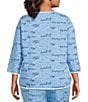 Sleep Sense Plus Size Sleep Script Print Scoop Neck 3/4 Sleeve Knit Coordinating Sleep Top, Color:Sleep Script - Image 2