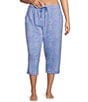 Sleep Sense Plus Size Spring Mums Knit Print Drawstring Tie Coordinating Sleep Capri Pants - Image 1
