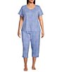 Sleep Sense Plus Size Spring Mums Knit Print Drawstring Tie Coordinating Sleep Capri Pants - Image 3