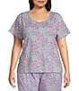 Sleep Sense Plus Size Spring Mums Print Short Sleeve Scoop Neck Coordinating Sleep Top, Color:Spring Mums - Image 1
