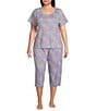 Sleep Sense Plus Size Spring Mums Print Short Sleeve Scoop Neck Coordinating Sleep Top, Color:Spring Mums - Image 3