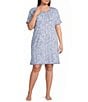 Sleep Sense Plus Size Sweet Paisley Print Short Sleeve Crew Neck Knit Sleep Shirt - Image 1