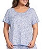 Sleep Sense Plus Size Sweet Paisley Print Short Sleeve Scoop Neck Knit Coordinating Sleep Top - Image 1