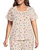 Sleep Sense Plus Size Toss Spring Print Short Sleeve Scoop Neck Coordinating Sleep Top - Image 1