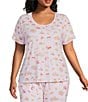 Sleep Sense Plus Size Tossed Fall Print Short Sleeve Scoop Neck Knit Coordinating Sleep Top - Image 1