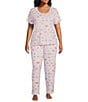 Sleep Sense Plus Size Tossed Fall Print Short Sleeve Scoop Neck Knit Coordinating Sleep Top - Image 3