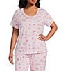 Sleep Sense Plus Size Tossed Fall Print Short Sleeve Scoop Neck Knit Coordinating Sleep Top - Image 1