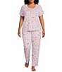 Sleep Sense Plus Size Tossed Fall Print Short Sleeve Scoop Neck Knit Coordinating Sleep Top - Image 3