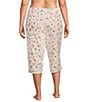 Sleep Sense Plus Size Tossed Spring Knit Print Drawstring Tie Coordinating Sleep Capri Pants - Image 2