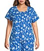 Sleep Sense Plus Size Turtle Print Short Sleeve Scoop Neck Coordinating Sleep Top - Image 1