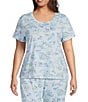 Color:Italy Toile - Image 1 - Plus Size Vacation Toile Print Short Sleeve Scoop Neck Coordinating Sleep Top