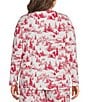 Sleep Sense Plus Size Winter Toile Print Knit Long Sleeve Crew Neck Coordinating Sleep Top - Image 2