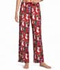 Sleep Sense Pup Stocking Print Flannel Drawstring Tie Coordinating Holiday Sleep Pants - Image 1