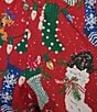 Sleep Sense Pup Stocking Print Flannel Drawstring Tie Coordinating Holiday Sleep Pants - Image 3