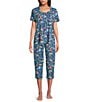 Sleep Sense Safari Print Short Sleeve Scoop Neck Coordinating Sleep Top, Color:Safari Blue - Image 3